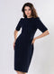 Round Neck Shift Dress With Flaps -Navy Blue